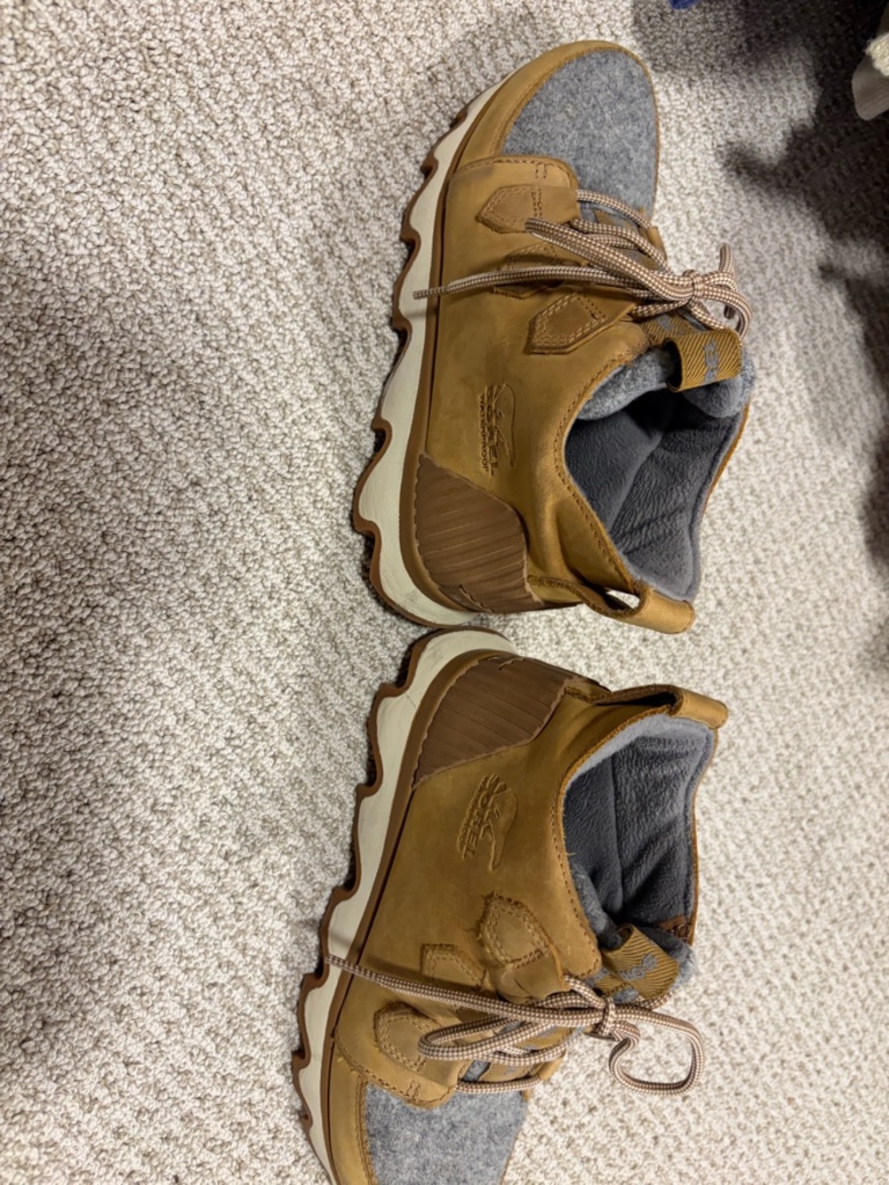 Sorel Brown and Gray Leather Wool-Blend Lace-Up Sneakers